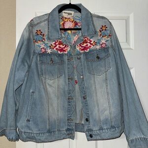 Savanna Jane Light Blue Embroidered Jean Jacket